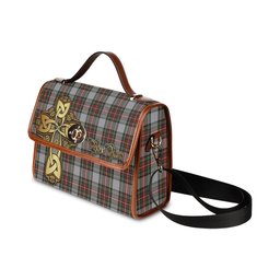 ScotsTee Shop Scottish Stewart Dress Clan Tartan Canvas Bag Golden Thistle and Celtic Cross Personalize Your Name Bag