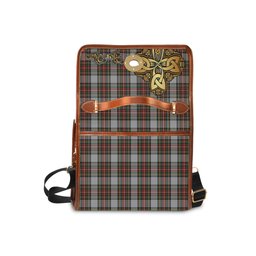 ScotsTee Shop Scottish Stewart Dress Clan Tartan Canvas Bag Golden Thistle and Celtic Cross Personalize Your Name Bag