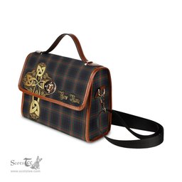 ScotsTee Shop Scottish Watt Clan Tartan Canvas Bag Golden Thistle and Celtic Cross Personalize Your Name Bag