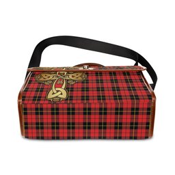 ScotsTee Shop Scottish Wallace Hunting Red Clan Tartan Canvas Bag Golden Thistle and Celtic Cross Personalize Your Name Bag