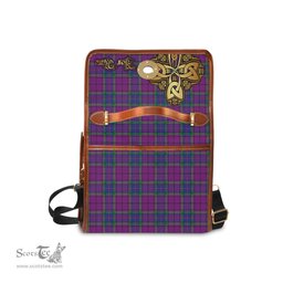 ScotsTee Shop Scottish Wardlaw Modern Clan Tartan Canvas Bag Golden Thistle and Celtic Cross Personalize Your Name Bag