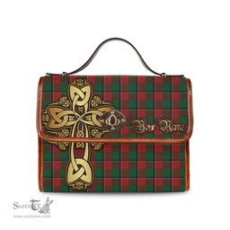 ScotsTee Shop Scottish Turnbull Dress Clan Tartan Canvas Bag Golden Thistle and Celtic Cross Personalize Your Name Bag