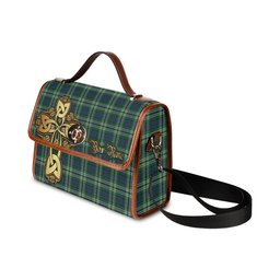 ScotsTee Shop Scottish Swinton Clan Tartan Canvas Bag Golden Thistle and Celtic Cross Personalize Your Name Bag