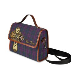 ScotsTee Shop Scottish Wardlaw Clan Tartan Canvas Bag Golden Thistle and Celtic Cross Personalize Your Name Bag
