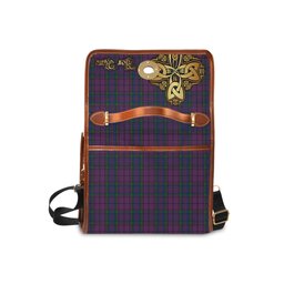 ScotsTee Shop Scottish Wardlaw Clan Tartan Canvas Bag Golden Thistle and Celtic Cross Personalize Your Name Bag