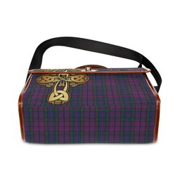 ScotsTee Shop Scottish Wardlaw Clan Tartan Canvas Bag Golden Thistle and Celtic Cross Personalize Your Name Bag