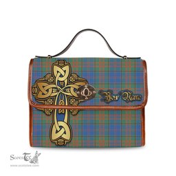 ScotsTee Shop Scottish Stewart of Appin Hunting Ancient Clan Tartan Canvas Bag Golden Thistle and Celtic Cross Personalize Your Name Bag