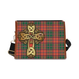 ScotsTee Shop Scottish Stewart of Appin Ancient Clan Tartan Canvas Bag Golden Thistle and Celtic Cross Personalize Your Name Bag