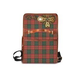 ScotsTee Shop Scottish Stewart of Appin Ancient Clan Tartan Canvas Bag Golden Thistle and Celtic Cross Personalize Your Name Bag