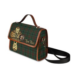 ScotsTee Shop Scottish Tennant Clan Tartan Canvas Bag Golden Thistle and Celtic Cross Personalize Your Name Bag