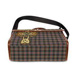 ScotsTee Shop Scottish Sutherland Weathered Clan Tartan Canvas Bag Golden Thistle and Celtic Cross Personalize Your Name Bag