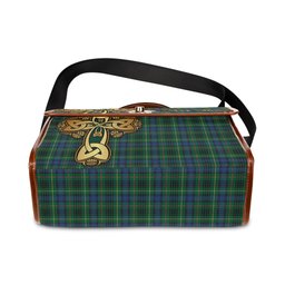 ScotsTee Shop Scottish Stewart Hunting Modern Clan Tartan Canvas Bag Golden Thistle and Celtic Cross Personalize Your Name Bag