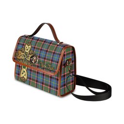 ScotsTee Shop Scottish Stirling Bannockburn Clan Tartan Canvas Bag Golden Thistle and Celtic Cross Personalize Your Name Bag