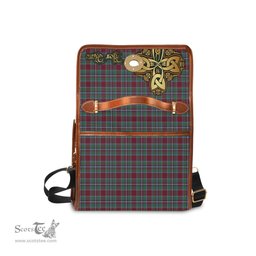 ScotsTee Shop Scottish Spens (Spence) Clan Tartan Canvas Bag Golden Thistle and Celtic Cross Personalize Your Name Bag