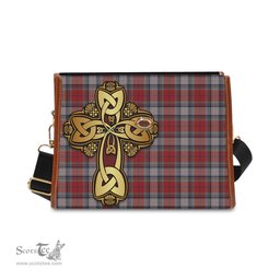 ScotsTee Shop Scottish Warden Clan Tartan Canvas Bag Golden Thistle and Celtic Cross Personalize Your Name Bag