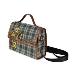 ScotsTee Shop Scottish Taylor Dress Clan Tartan Canvas Bag Golden Thistle and Celtic Cross Personalize Your Name Bag