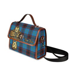 ScotsTee Shop Scottish Wedderburn Clan Tartan Canvas Bag Golden Thistle and Celtic Cross Personalize Your Name Bag