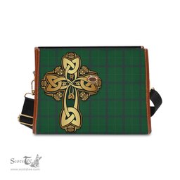 ScotsTee Shop Scottish Walters Clan Tartan Canvas Bag Golden Thistle and Celtic Cross Personalize Your Name Bag