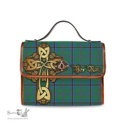 ScotsTee Shop Scottish Snodgrass Clan Tartan Canvas Bag Golden Thistle and Celtic Cross Personalize Your Name Bag