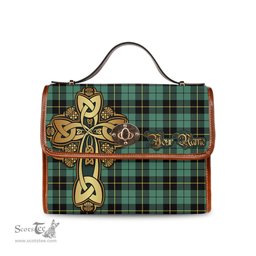 ScotsTee Shop Scottish Wallace Hunting Ancient Clan Tartan Canvas Bag Golden Thistle and Celtic Cross Personalize Your Name Bag