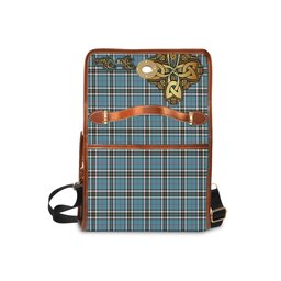 ScotsTee Shop Scottish Thomson Clan Tartan Canvas Bag Golden Thistle and Celtic Cross Personalize Your Name Bag