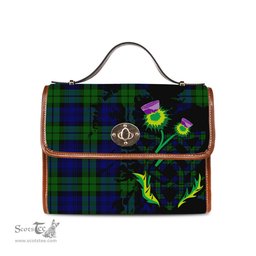 ScotsTee Shop Scottish Bannatyne Clan Tartan Canvas Bag Celtic Knot and Thistle with Scotland Map Bag