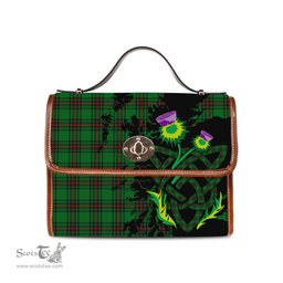 ScotsTee Shop Scottish Anstruther Clan Tartan Canvas Bag Celtic Knot and Thistle with Scotland Map Bag