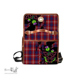 ScotsTee Shop Scottish Ainslie Clan Tartan Canvas Bag Celtic Knot and Thistle with Scotland Map Bag