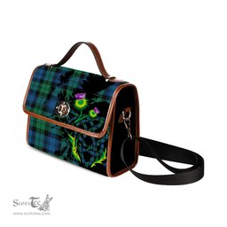 ScotsTee Shop Scottish Black Watch Ancient Clan Tartan Canvas Bag Celtic Knot and Thistle with Scotland Map Bag