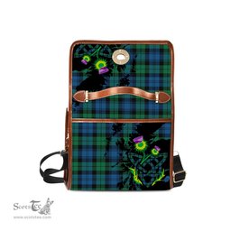 ScotsTee Shop Scottish Black Watch Ancient Clan Tartan Canvas Bag Celtic Knot and Thistle with Scotland Map Bag