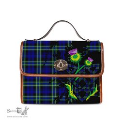 ScotsTee Shop Scottish Arbuthnot Modern Clan Tartan Canvas Bag Celtic Knot and Thistle with Scotland Map Bag