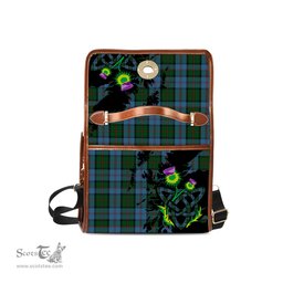 ScotsTee Shop Scottish Ayrton Clan Tartan Canvas Bag Celtic Knot and Thistle with Scotland Map Bag