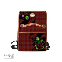 ScotsTee Shop Scottish Bryce Clan Tartan Canvas Bag Celtic Knot and Thistle with Scotland Map Bag