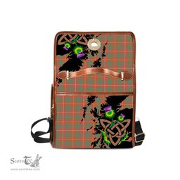 ScotsTee Shop Scottish Bruce Ancient Clan Tartan Canvas Bag Celtic Knot and Thistle with Scotland Map Bag