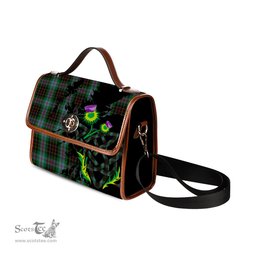 ScotsTee Shop Scottish Brodie Hunting Clan Tartan Canvas Bag Celtic Knot and Thistle with Scotland Map Bag