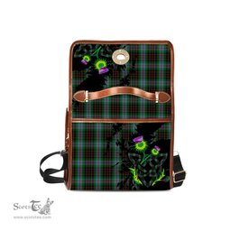 ScotsTee Shop Scottish Brodie Hunting Clan Tartan Canvas Bag Celtic Knot and Thistle with Scotland Map Bag