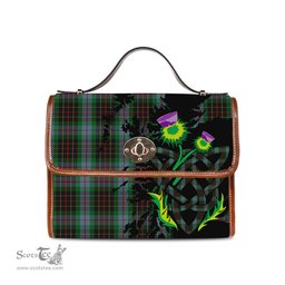 ScotsTee Shop Scottish Brodie Hunting Clan Tartan Canvas Bag Celtic Knot and Thistle with Scotland Map Bag