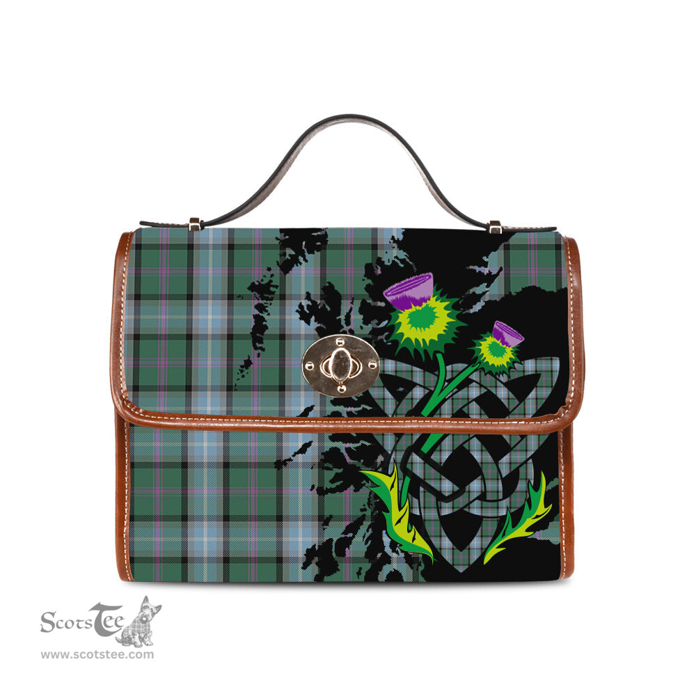 ScotsTee Shop Scottish Alexander of Menstry Hunting Clan Tartan Canvas Bag Celtic Knot and Thistle with Scotland Map Bag