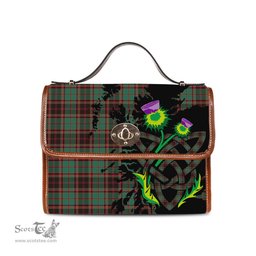 ScotsTee Shop Scottish Buchan Ancient Clan Tartan Canvas Bag Celtic Knot and Thistle with Scotland Map Bag
