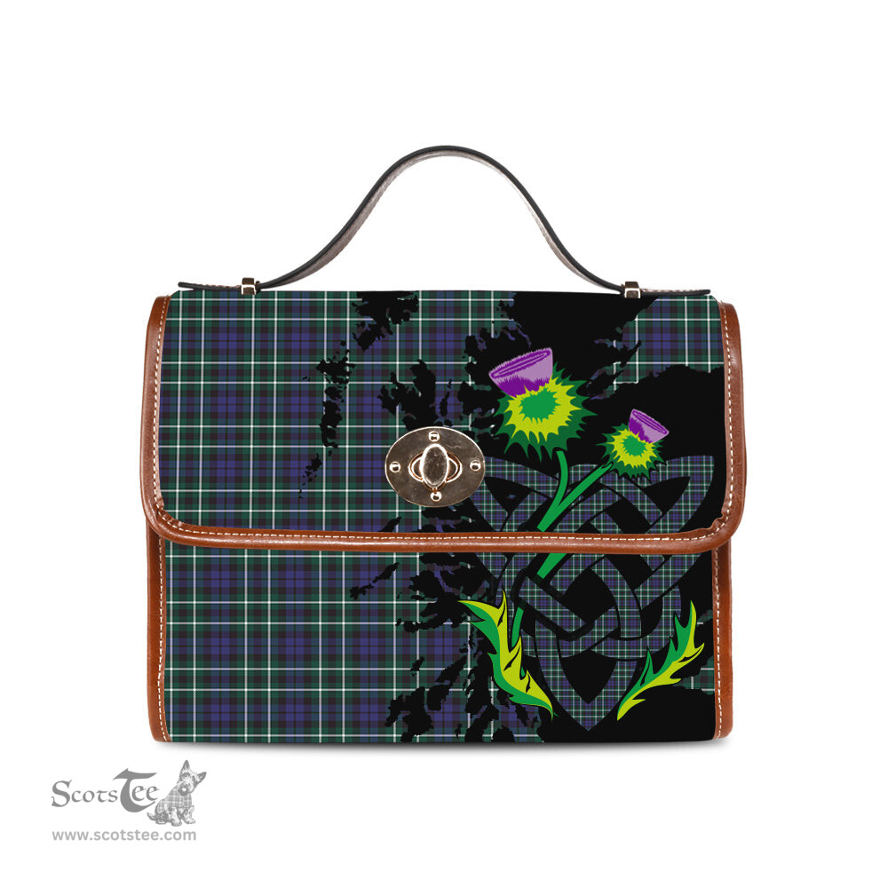 ScotsTee Shop Scottish Allardice Clan Tartan Canvas Bag Celtic Knot and Thistle with Scotland Map Bag