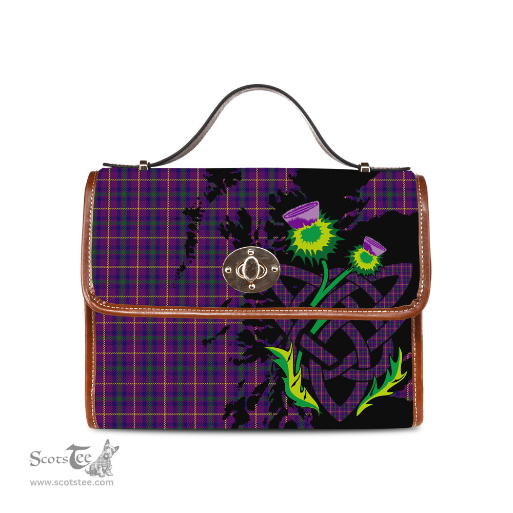 ScotsTee Shop Scottish Bryson New Version Clan Tartan Canvas Bag Celtic Knot and Thistle with Scotland Map Bag