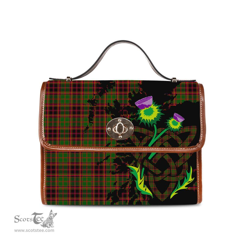 ScotsTee Shop Scottish Buchan Modern Clan Tartan Canvas Bag Celtic Knot and Thistle with Scotland Map Bag