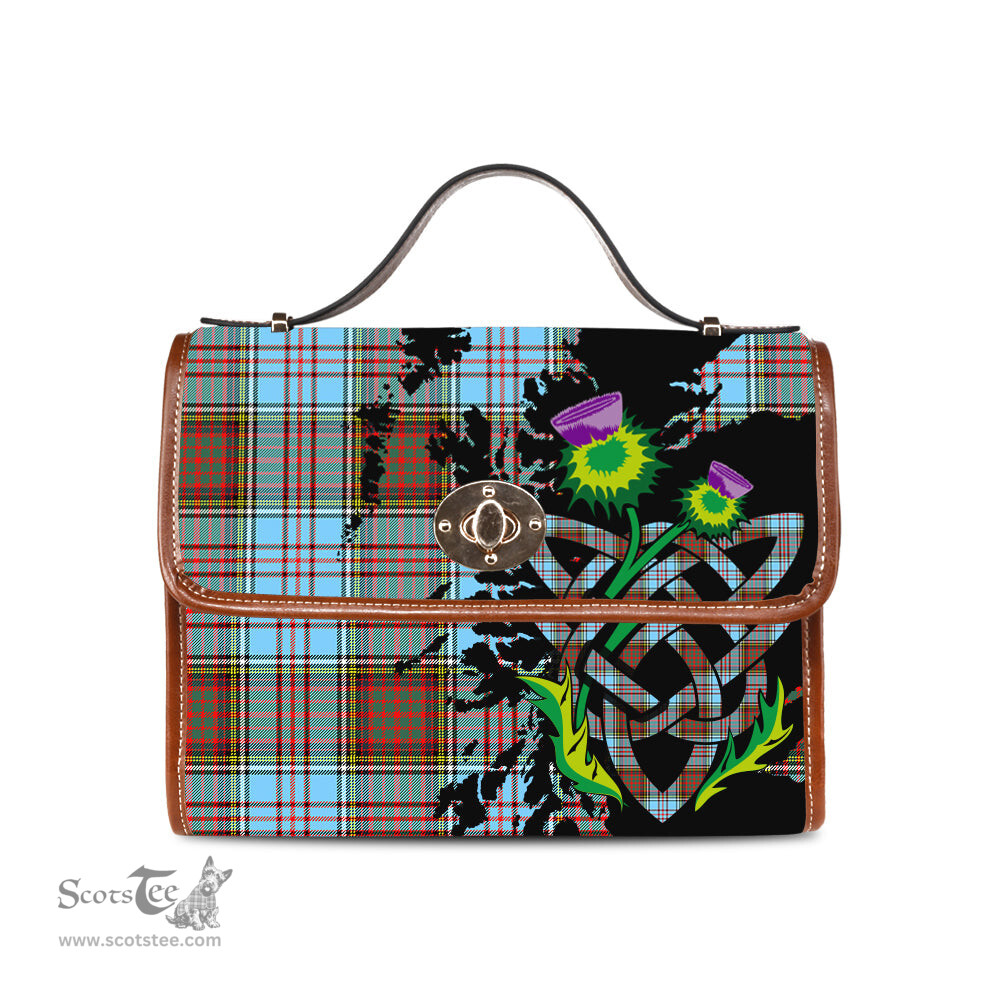 ScotsTee Shop Scottish Anderson Ancient Clan Tartan Canvas Bag Celtic Knot and Thistle with Scotland Map Bag