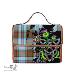 ScotsTee Shop Scottish Anderson Ancient Clan Tartan Canvas Bag Celtic Knot and Thistle with Scotland Map Bag