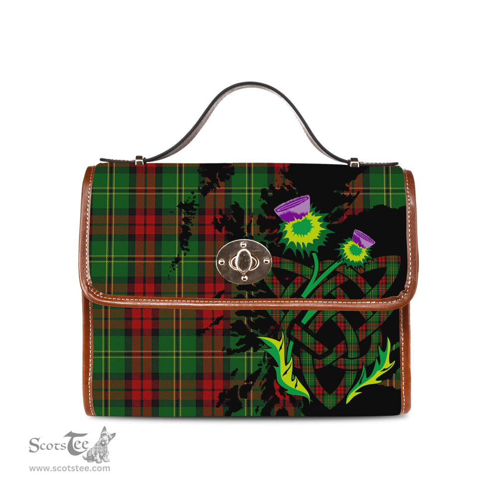 ScotsTee Shop Scottish Blackstock Hunting Clan Tartan Canvas Bag Celtic Knot and Thistle with Scotland Map Bag