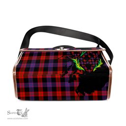 ScotsTee Shop Scottish Broun Modern Clan Tartan Canvas Bag Celtic Knot and Thistle with Scotland Map Bag