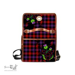 ScotsTee Shop Scottish Broun Modern Clan Tartan Canvas Bag Celtic Knot and Thistle with Scotland Map Bag