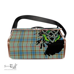 ScotsTee Shop Scottish Balfour Blue Clan Tartan Canvas Bag Celtic Knot and Thistle with Scotland Map Bag