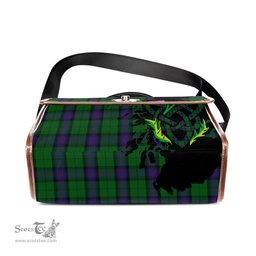ScotsTee Shop Scottish Armstrong Clan Tartan Canvas Bag Celtic Knot and Thistle with Scotland Map Bag
