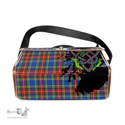 ScotsTee Shop Scottish Bethune Clan Tartan Canvas Bag Celtic Knot and Thistle with Scotland Map Bag